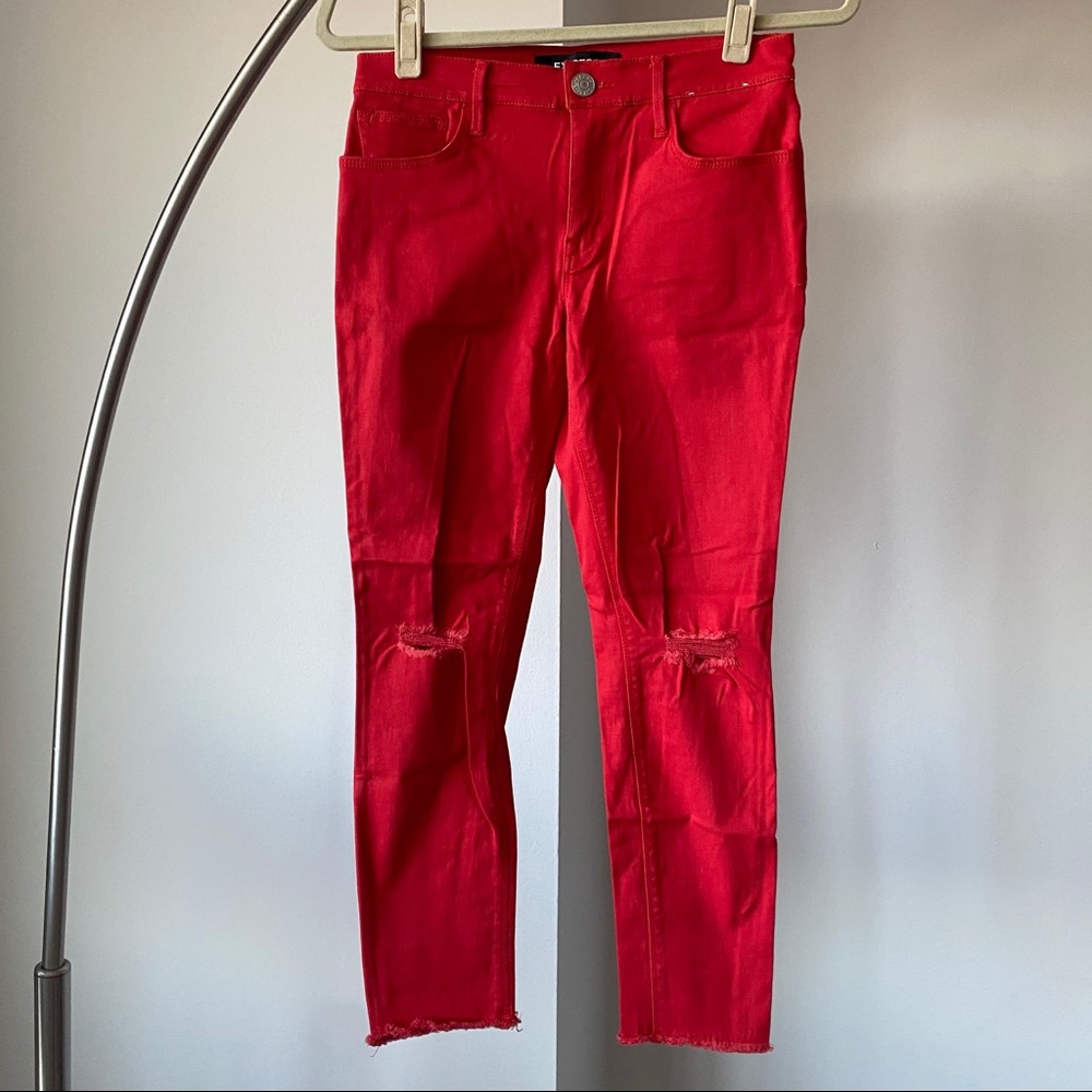 Express red mid-rise ankle jean legging
